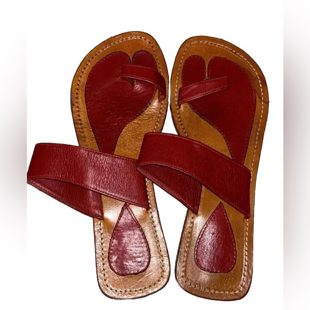 Chic Red Leather Sandals for women